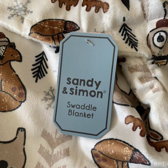 Sandy & Simon Forest Friends Baby Swaddle Blanket 3-6 Months Fleece Bear Fox New - Picture 6 of 10